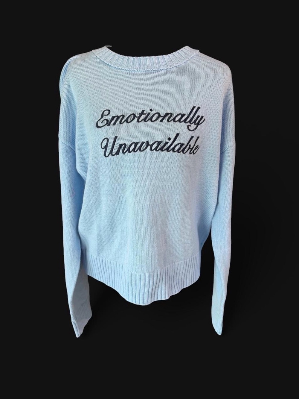 NWT Wild Fable Emotionally Unavailable Blue Graphic Sweater Size L Oversized - Picture 2 of 5